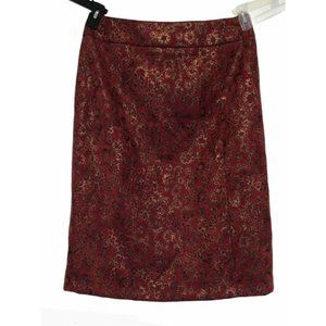 N Touch Red and Gold Microsuede Pencil Skirt Size 10